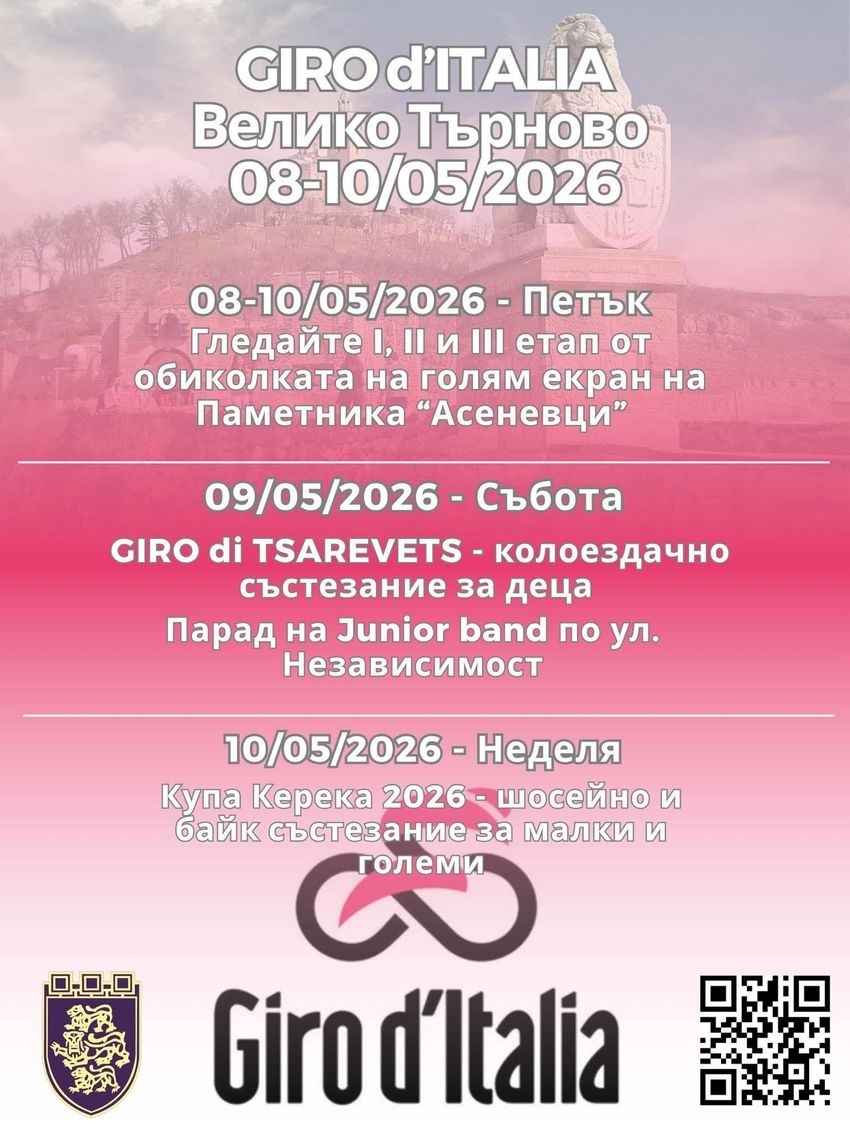 GIRO d’ITALIA идва във Велико Търново | 08–10 май 2026 г.