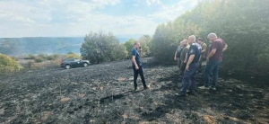Областният управител ръководи гасенето на пожар в землището на село Беляковец